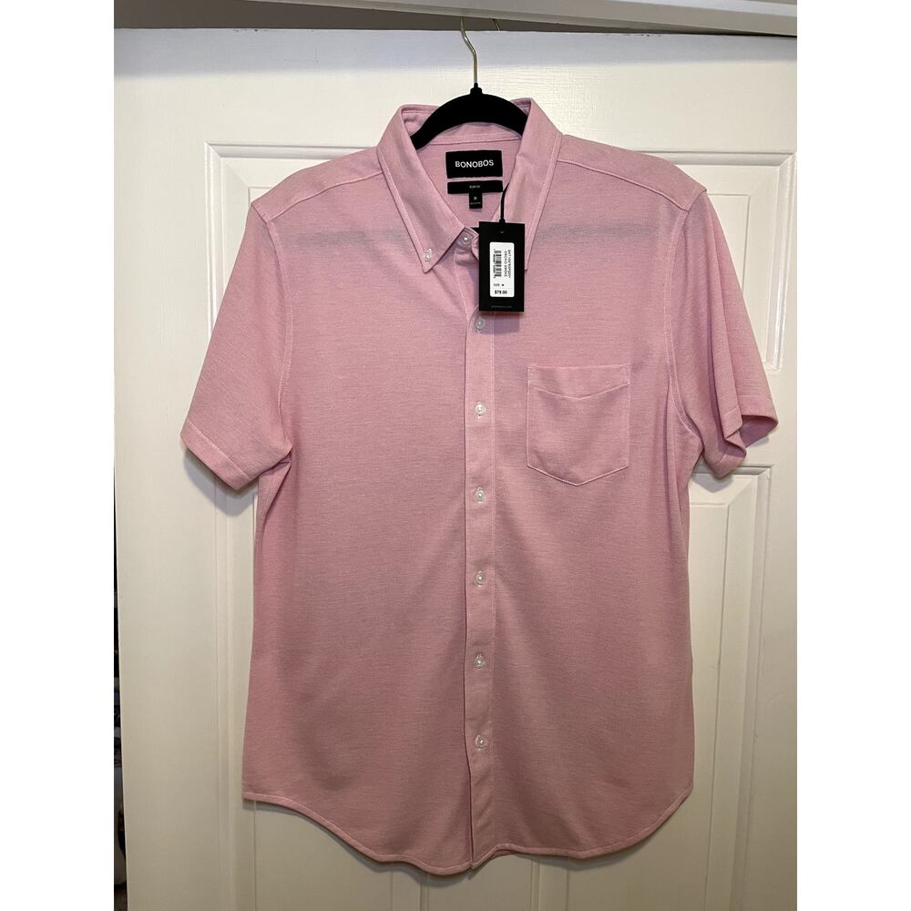 Bonobos Knit Oxford Short Sleeve Slim Fit Orchid Smoke Medium NWT